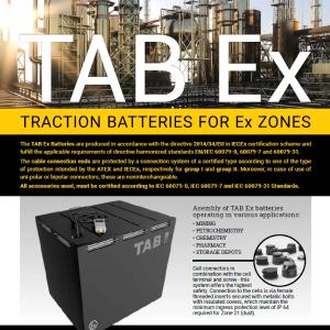 Tortishuvchi batareyalar, portlashdan himoyalangan TAB-Ex 24V, 48V, 80V (160-1550 Ah)