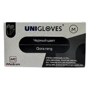 Bir martalik tibbiy nitril qo'lqoplar kukunsiz UNIGLOVES