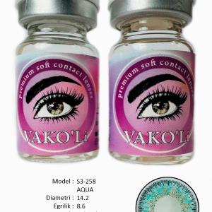 S3-258 AQUA  0.00 2PS Цветные ГОЛУБЫЕ контактные линзы, для красоты. 2 Линзы.