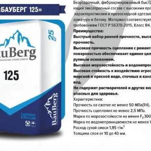 Бауберг 125 Безусадочный, быстротвердеющий тиксотропный состав