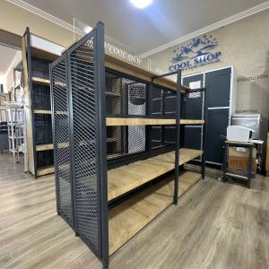 Стеллаж с деревянными полками двусторонний 100х145